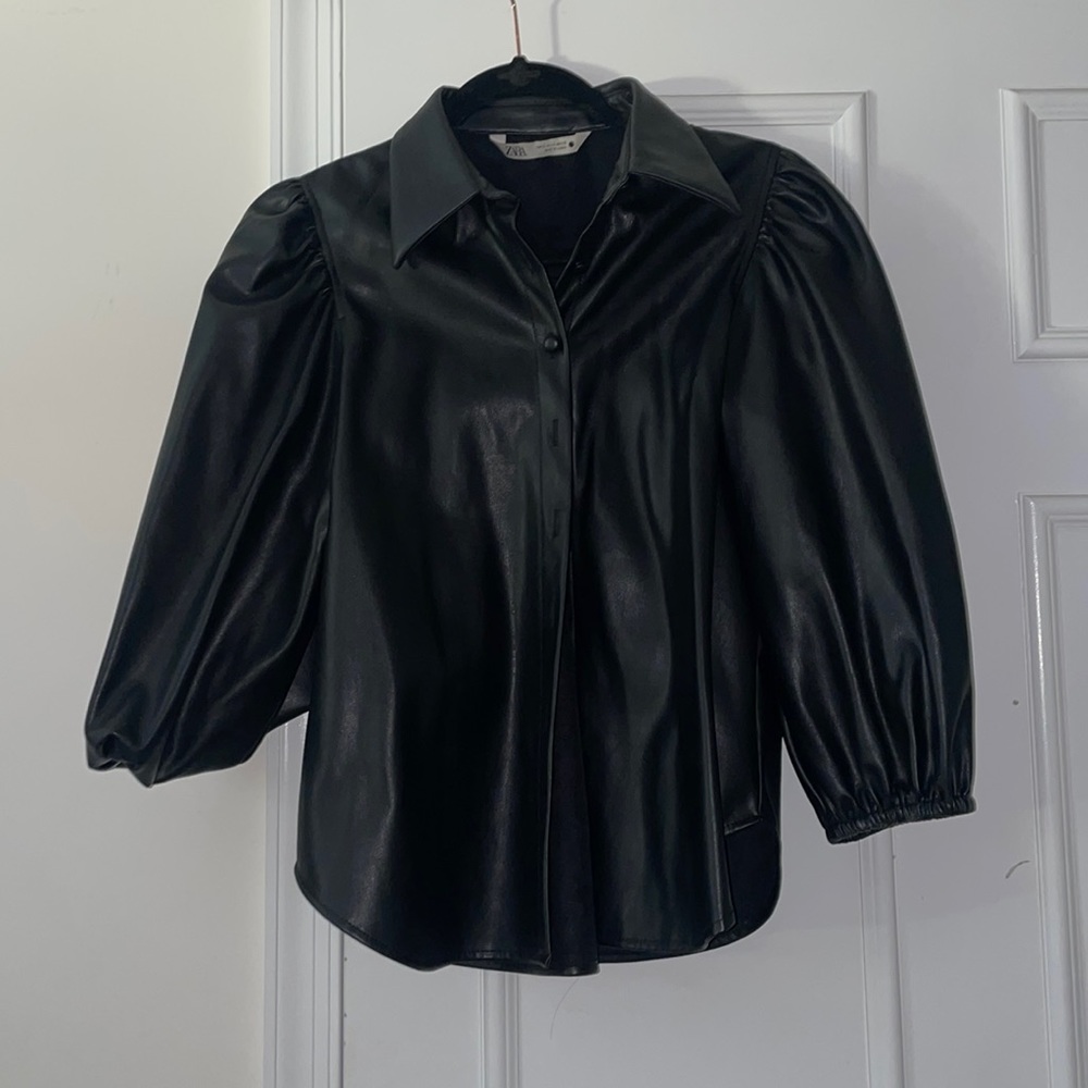 black leather top